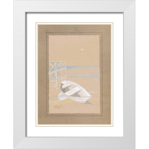 White Dinghy White Modern Wood Framed Art Print with Double Matting by Brent, Paul