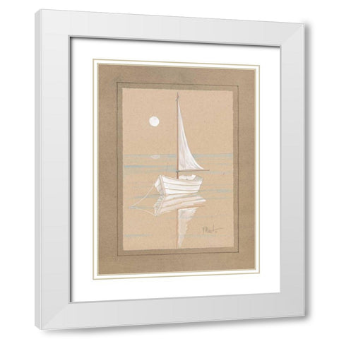 White Sailboat White Modern Wood Framed Art Print with Double Matting by Brent, Paul