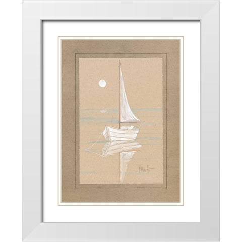 White Sailboat White Modern Wood Framed Art Print with Double Matting by Brent, Paul