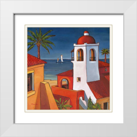 Antigua I White Modern Wood Framed Art Print with Double Matting by Brent, Paul