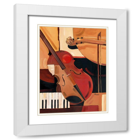 Abstract Violin White Modern Wood Framed Art Print with Double Matting by Brent, Paul