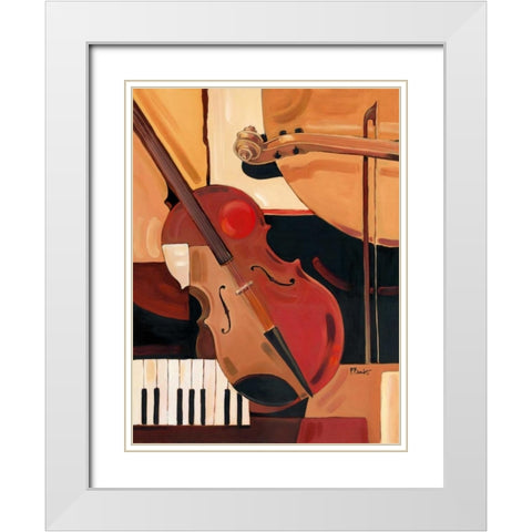 Abstract Violin White Modern Wood Framed Art Print with Double Matting by Brent, Paul