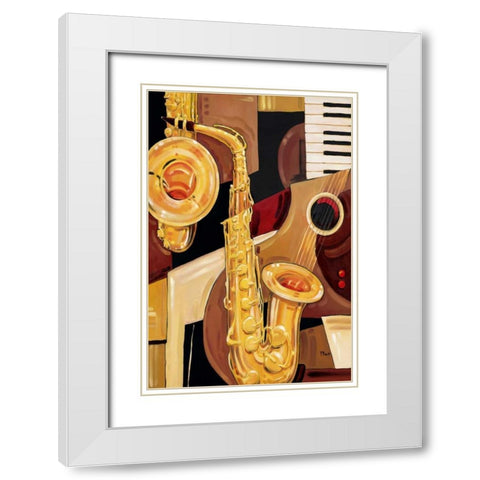 Abstract Sax White Modern Wood Framed Art Print with Double Matting by Brent, Paul