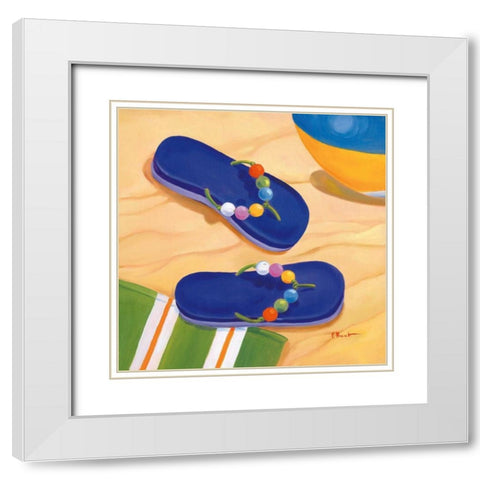 Purple Flip Flops White Modern Wood Framed Art Print with Double Matting by Brent, Paul