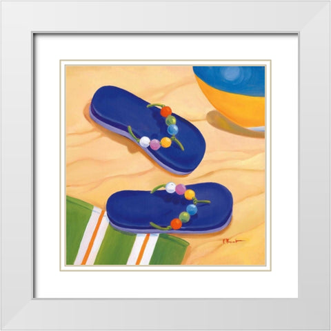 Purple Flip Flops White Modern Wood Framed Art Print with Double Matting by Brent, Paul