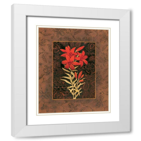 Damask Lily White Modern Wood Framed Art Print with Double Matting by Brent, Paul