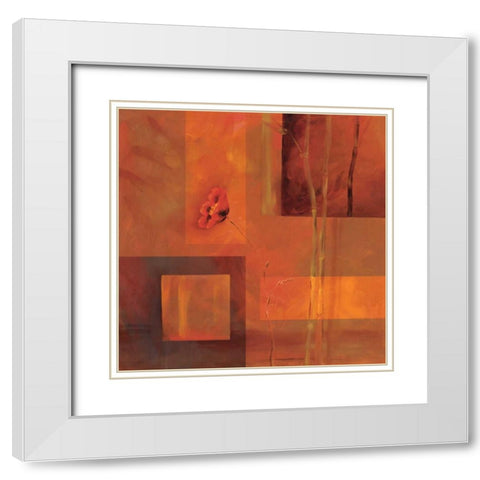 Goa Poppy I White Modern Wood Framed Art Print with Double Matting by Brent, Paul