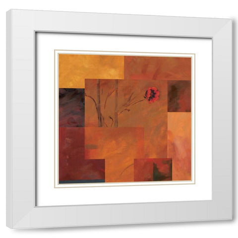 Goa Poppy II White Modern Wood Framed Art Print with Double Matting by Brent, Paul