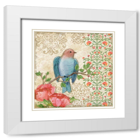 Blossoming Birds Sq I White Modern Wood Framed Art Print with Double Matting by Brent, Paul