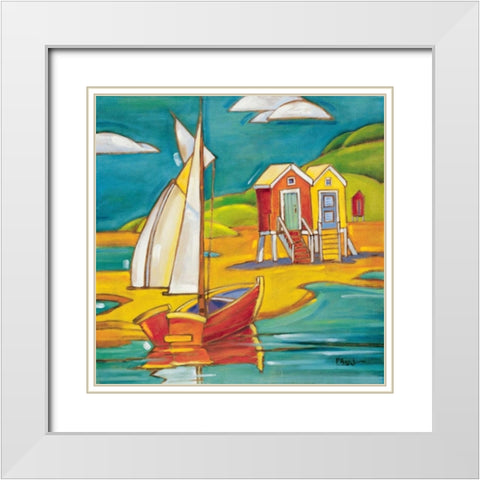 Cabanas White Modern Wood Framed Art Print with Double Matting by Brent, Paul