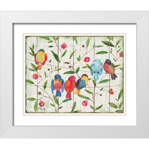 Perched Birds White Modern Wood Framed Art Print with Double Matting by Brent, Paul