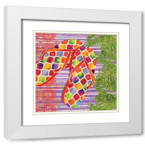 Red Sarasota Sandals III White Modern Wood Framed Art Print with Double Matting by Brent, Paul