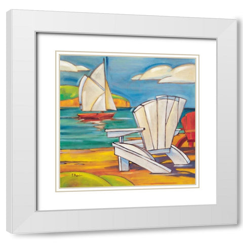 Adirondack Chair White Modern Wood Framed Art Print with Double Matting by Brent, Paul