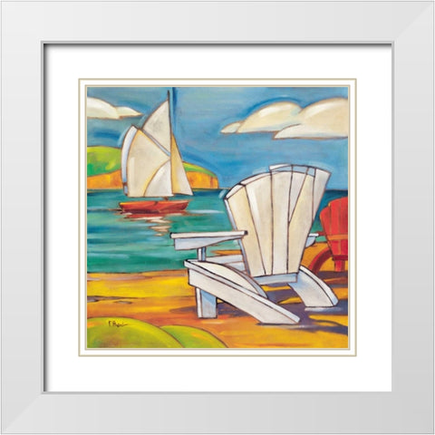 Adirondack Chair White Modern Wood Framed Art Print with Double Matting by Brent, Paul