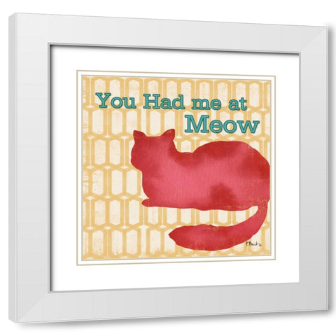 Patterned Pets Cat II White Modern Wood Framed Art Print with Double Matting by Brent, Paul