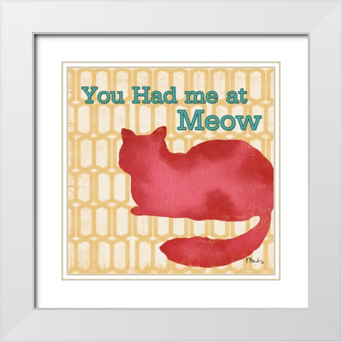 Patterned Pets Cat II White Modern Wood Framed Art Print with Double Matting by Brent, Paul