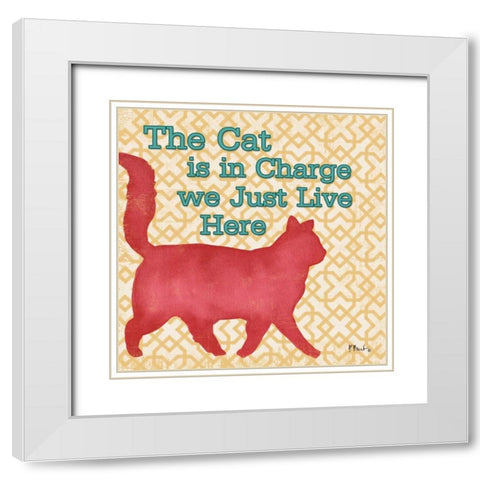 Patterned Pets Cat III White Modern Wood Framed Art Print with Double Matting by Brent, Paul