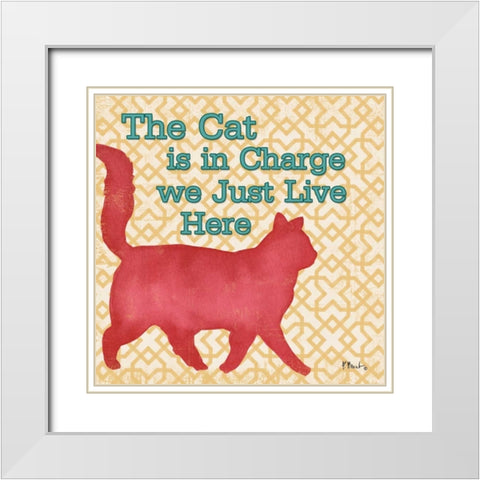 Patterned Pets Cat III White Modern Wood Framed Art Print with Double Matting by Brent, Paul