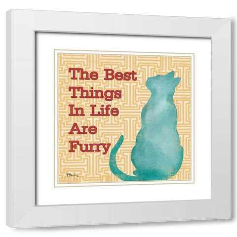 Patterned Pets Cat IV White Modern Wood Framed Art Print with Double Matting by Brent, Paul