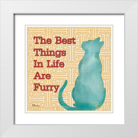 Patterned Pets Cat IV White Modern Wood Framed Art Print with Double Matting by Brent, Paul