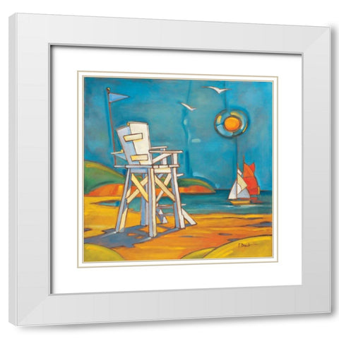 Lifeguard Stand White Modern Wood Framed Art Print with Double Matting by Brent, Paul
