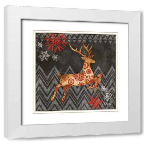 Reindeer Dance I White Modern Wood Framed Art Print with Double Matting by Brent, Paul