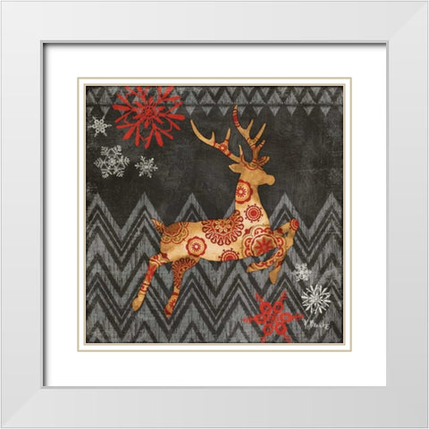 Reindeer Dance I White Modern Wood Framed Art Print with Double Matting by Brent, Paul