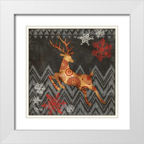 Reindeer Dance II White Modern Wood Framed Art Print with Double Matting by Brent, Paul