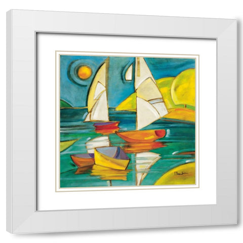 Bateaux White Modern Wood Framed Art Print with Double Matting by Brent, Paul