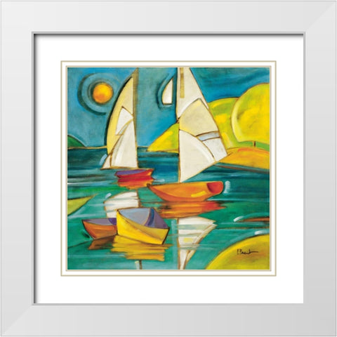 Bateaux White Modern Wood Framed Art Print with Double Matting by Brent, Paul