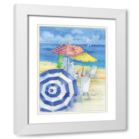 Watercolor Beach Vertical White Modern Wood Framed Art Print with Double Matting by Brent, Paul