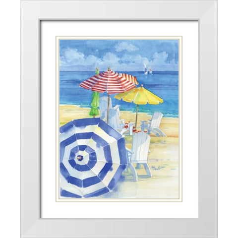 Watercolor Beach Vertical White Modern Wood Framed Art Print with Double Matting by Brent, Paul