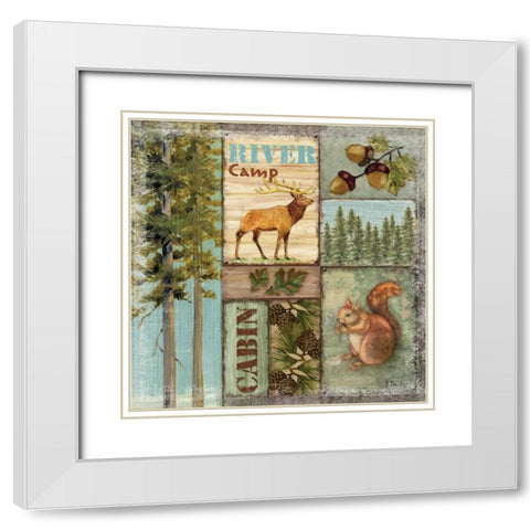 Elk Lodge White Modern Wood Framed Art Print with Double Matting by Brent, Paul