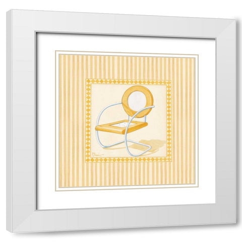 Retro Patio Chair IV White Modern Wood Framed Art Print with Double Matting by Brent, Paul
