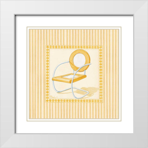 Retro Patio Chair IV White Modern Wood Framed Art Print with Double Matting by Brent, Paul