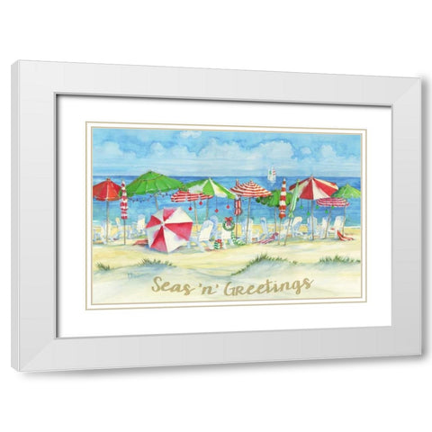 Holiday Beach Watercolor White Modern Wood Framed Art Print with Double Matting by Brent, Paul