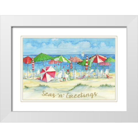 Holiday Beach Watercolor White Modern Wood Framed Art Print with Double Matting by Brent, Paul