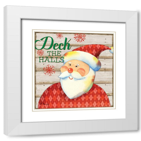 Jolly Santa II White Modern Wood Framed Art Print with Double Matting by Brent, Paul