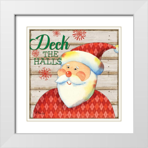 Jolly Santa II White Modern Wood Framed Art Print with Double Matting by Brent, Paul