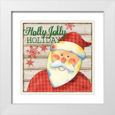Jolly Santa IV White Modern Wood Framed Art Print with Double Matting by Brent, Paul