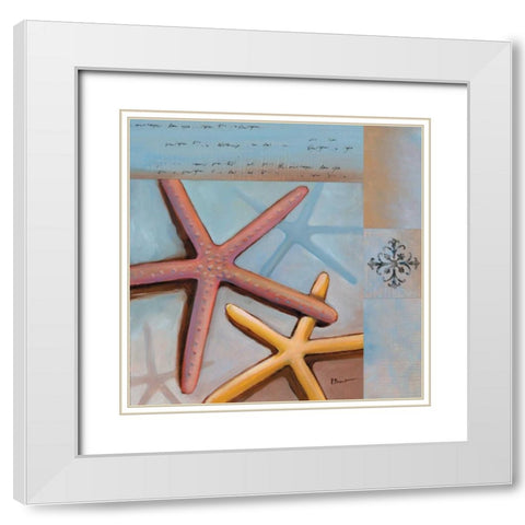 Sanibel Starfish White Modern Wood Framed Art Print with Double Matting by Brent, Paul