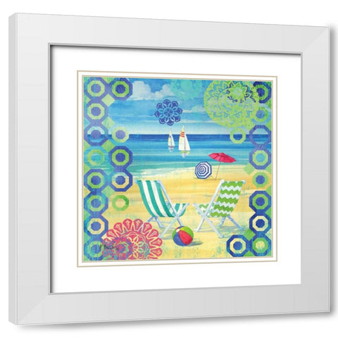 Geo Beach I White Modern Wood Framed Art Print with Double Matting by Brent, Paul