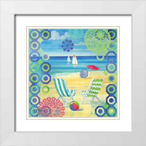 Geo Beach I White Modern Wood Framed Art Print with Double Matting by Brent, Paul