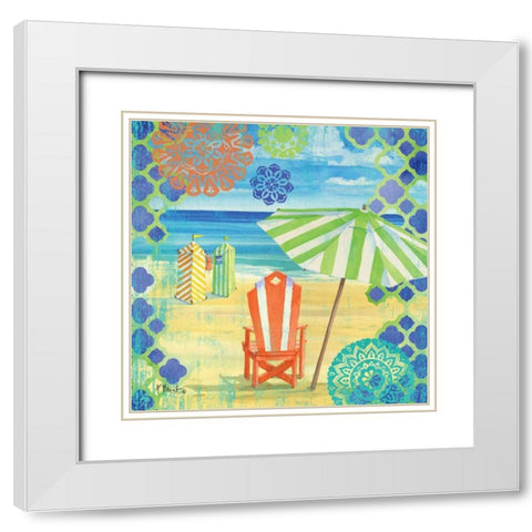 Geo Beach II White Modern Wood Framed Art Print with Double Matting by Brent, Paul