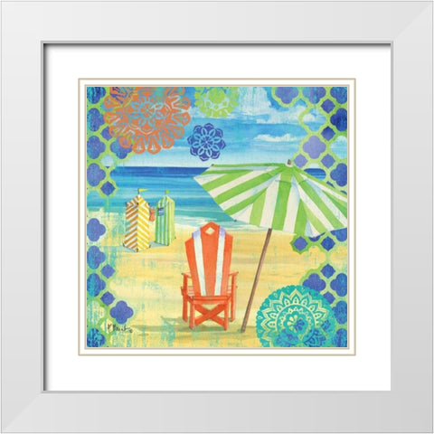 Geo Beach II White Modern Wood Framed Art Print with Double Matting by Brent, Paul