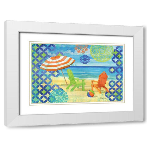 Geo Beach III White Modern Wood Framed Art Print with Double Matting by Brent, Paul