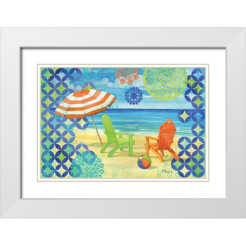 Geo Beach III White Modern Wood Framed Art Print with Double Matting by Brent, Paul