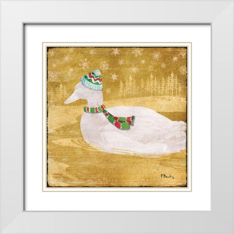 Gold Holiday III White Modern Wood Framed Art Print with Double Matting by Brent, Paul