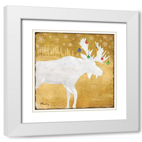 Gold Holiday IV White Modern Wood Framed Art Print with Double Matting by Brent, Paul