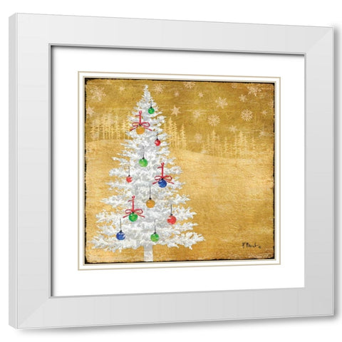 Gold Holiday V White Modern Wood Framed Art Print with Double Matting by Brent, Paul